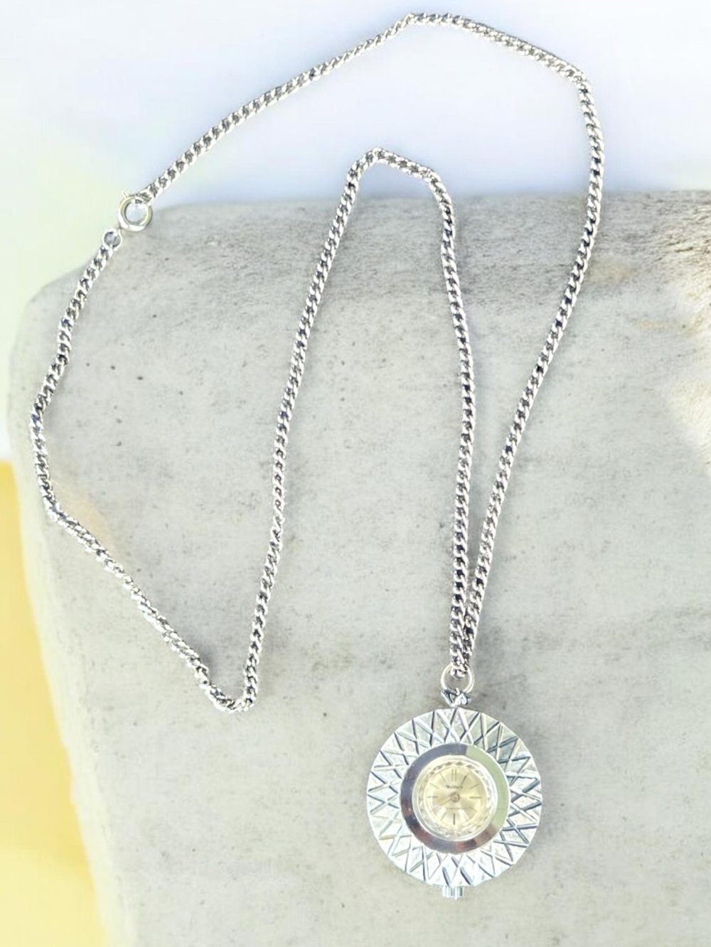 Vintage 1960’s Waldman Mechanical Watch Pendant Necklace
